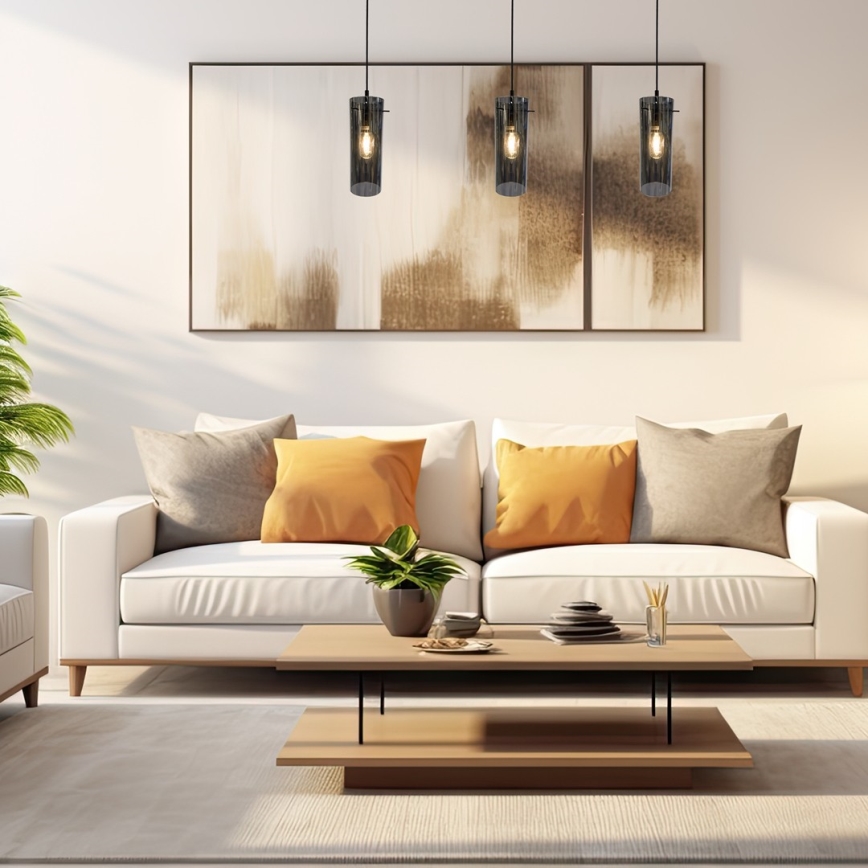 Hanglamp aan een koord PADOVA 3xE27/15W/230V zwart