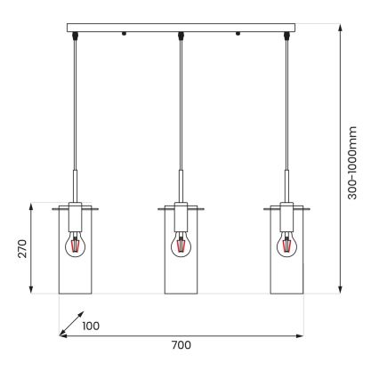 Hanglamp aan een koord PADOVA 3xE27/15W/230V zwart