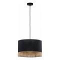 Hanglamp aan een koord PAGLIA 1xE27/15W/230V zwart/rotan