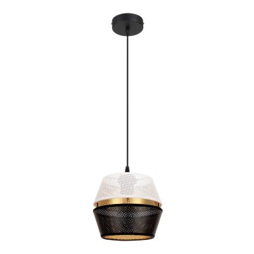 Hanglamp aan een koord PARIJS 1xE27/60W/230V wit/zwart/goud