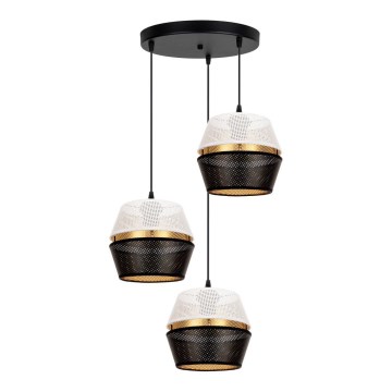 Hanglamp aan een koord PARIJS 3xE27/60W/230V diameter 45 cm wit/zwart/goud