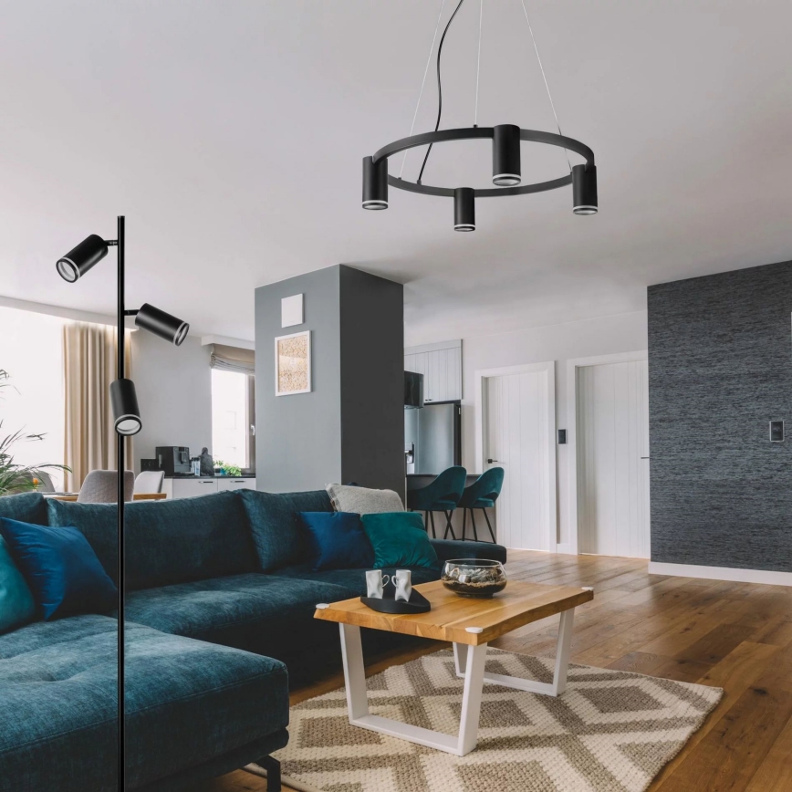 Hanglamp aan een koord PARIJS 4xGU10/12W/230V zwart