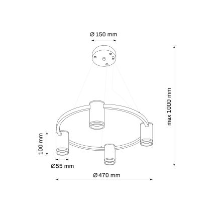 Hanglamp aan een koord PARIJS 4xGU10/12W/230V zwart