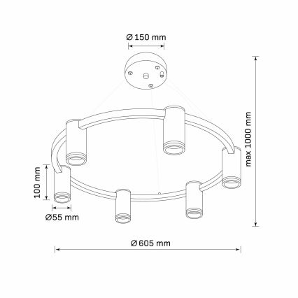 Hanglamp aan een koord PARIJS 6xGU10/12W/230V zwart
