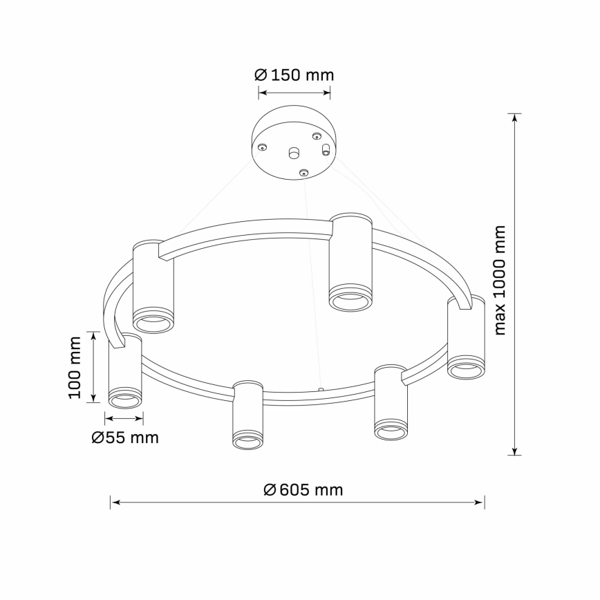 Hanglamp aan een koord PARIJS 6xGU10/12W/230V zwart