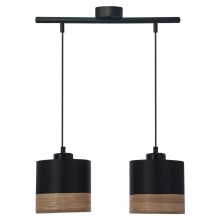 Hanglamp aan een koord PORTO 2xE27/60W/230V zwart/bruin