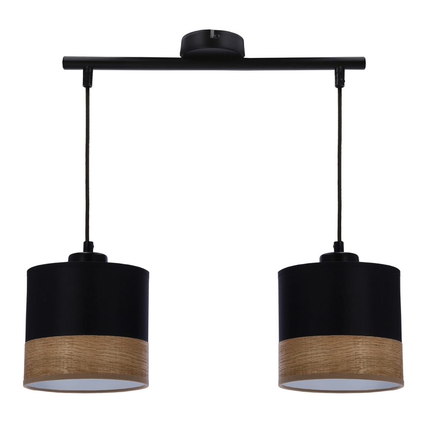 Hanglamp aan een koord PORTO 2xE27/60W/230V zwart/bruin