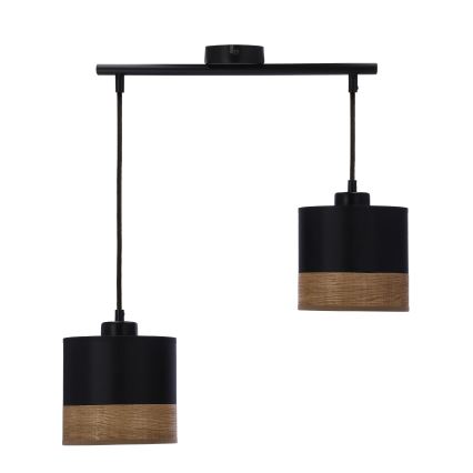 Hanglamp aan een koord PORTO 2xE27/60W/230V zwart/bruin