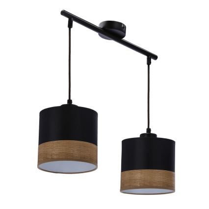 Hanglamp aan een koord PORTO 2xE27/60W/230V zwart/bruin