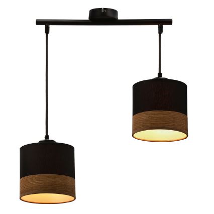 Hanglamp aan een koord PORTO 2xE27/60W/230V zwart/bruin