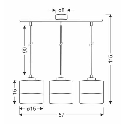 Hanglamp aan een koord PORTO 3xE27/60W/230V zwart/bruin