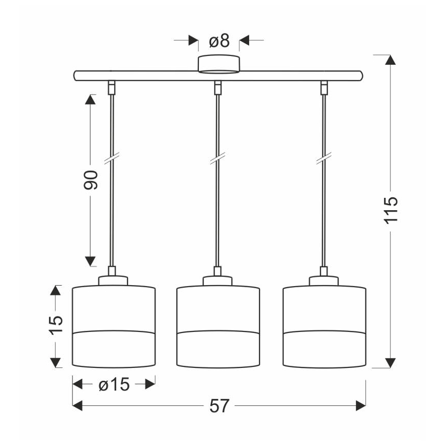 Hanglamp aan een koord PORTO 3xE27/60W/230V zwart/bruin