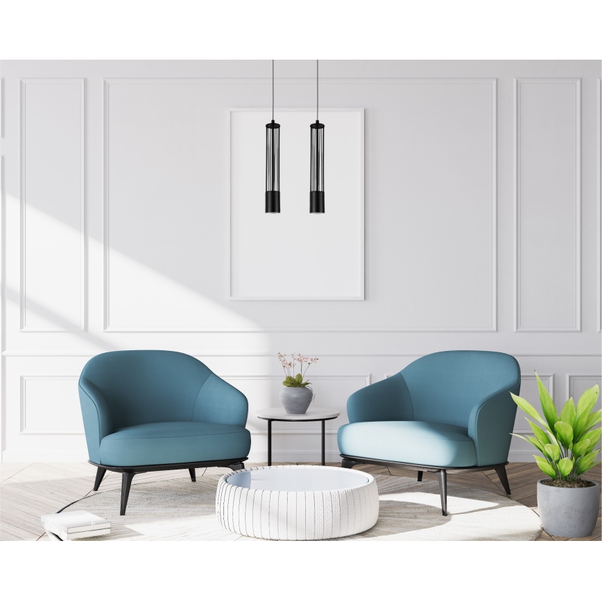 Hanglamp aan een koord PRESCOT 2xGU10/40W/230V zwart