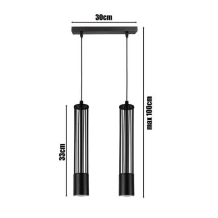 Hanglamp aan een koord PRESCOT 2xGU10/40W/230V zwart
