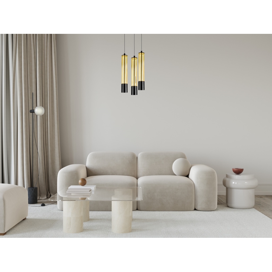 Hanglamp aan een koord PRESCOT 3xGU10/40W/230V goud