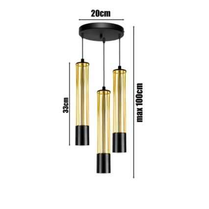 Hanglamp aan een koord PRESCOT 3xGU10/40W/230V goud
