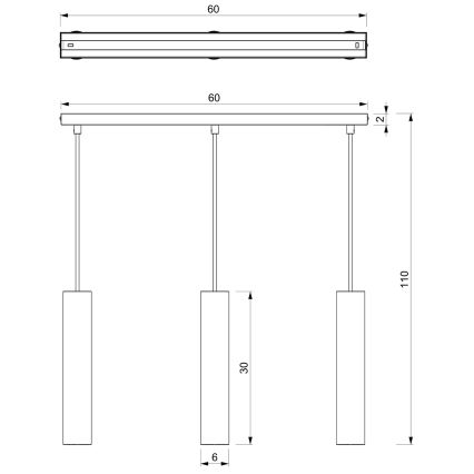 Hanglamp aan een koord RAITO 3xGU10/8W/230V zwart