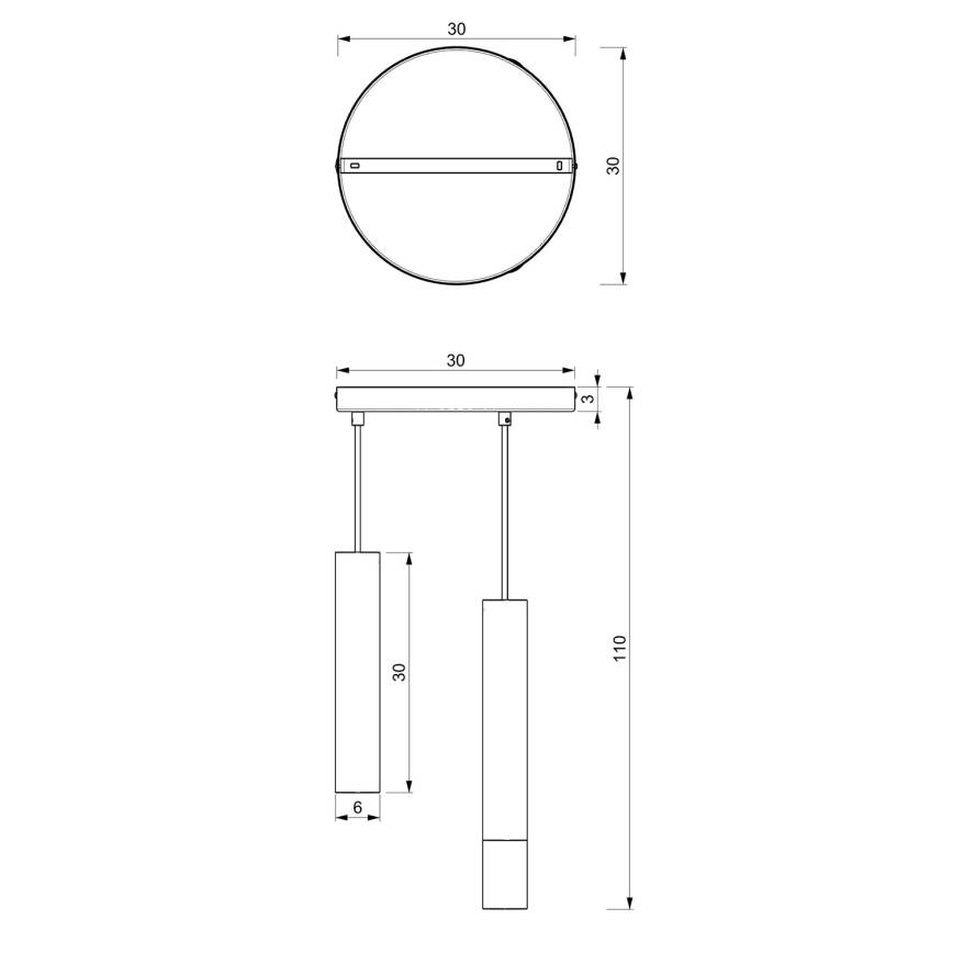 Hanglamp aan een koord RAITO 3xGU10/8W/230V zwart