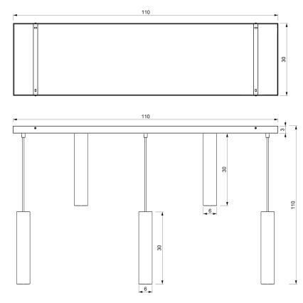 Hanglamp aan een koord RAITO 8xGU10/8W/230V zwart