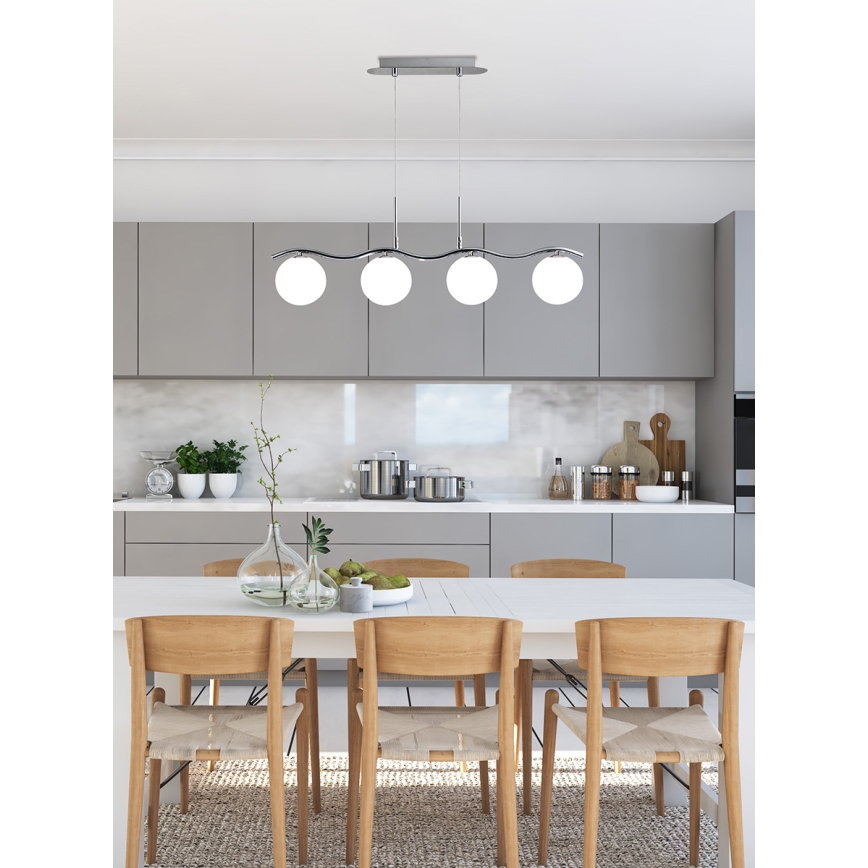 Hanglamp aan een koord RAMON 4xG9/40W/230V glanzend chroom 