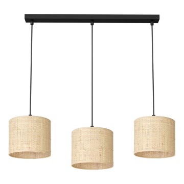 Hanglamp aan een koord RATTAN 3xE27/60W/230V rotan