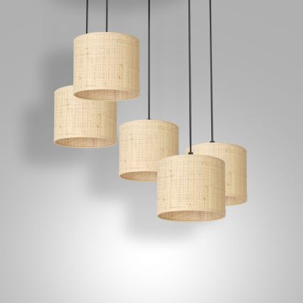 Hanglamp aan een koord RATTAN 5xE27/60W/230V rotan
