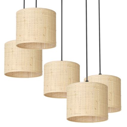Hanglamp aan een koord RATTAN 5xE27/60W/230V rotan