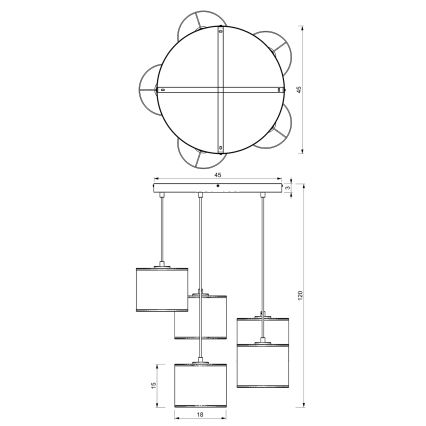 Hanglamp aan een koord RATTAN 5xE27/60W/230V rotan