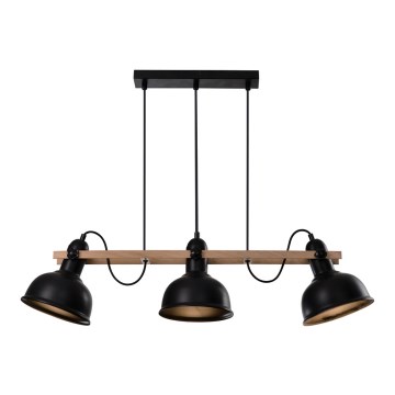 Hanglamp aan een koord RENO 3xE27/40W/230V zwart/bruin