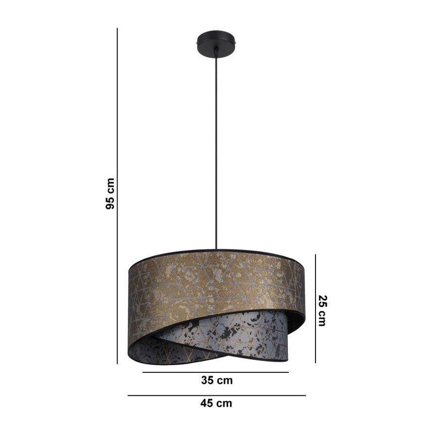 Hanglamp aan een koord REZO 1xE27/60W/230V grijs/goud