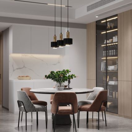 Hanglamp aan een koord RIF LUX 1xGX53/12W/230V diameter 15 cm zwart/glanzend chroom