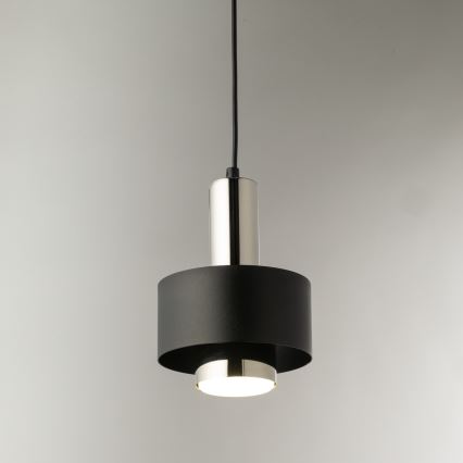 Hanglamp aan een koord RIF LUX 1xGX53/12W/230V diameter 15 cm zwart/glanzend chroom