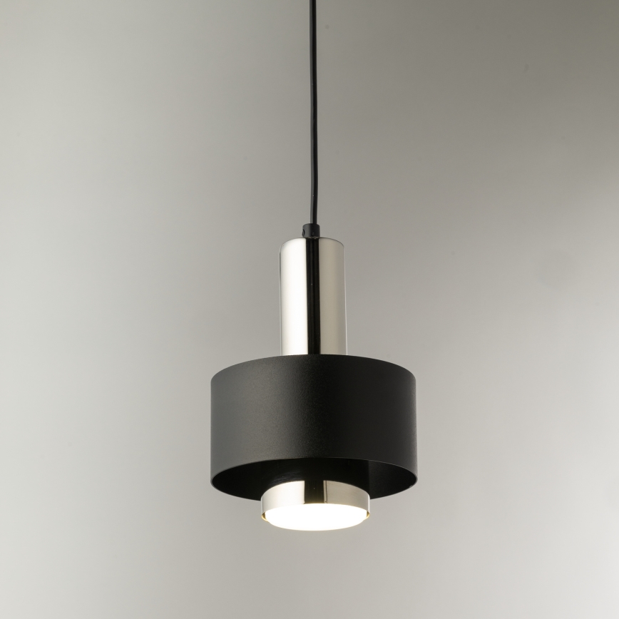 Hanglamp aan een koord RIF LUX 1xGX53/12W/230V diameter 15 cm zwart/glanzend chroom