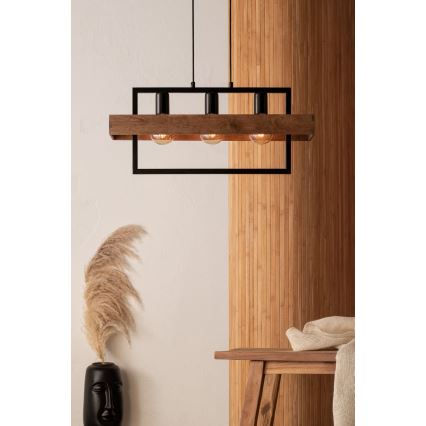 Hanglamp aan een koord ROBIN 3xE27/60W/230V hout