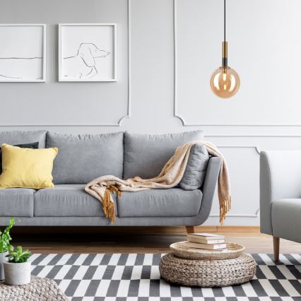 Hanglamp aan een koord ROLLO 1xG9/5W/230V goud/gerookt beige