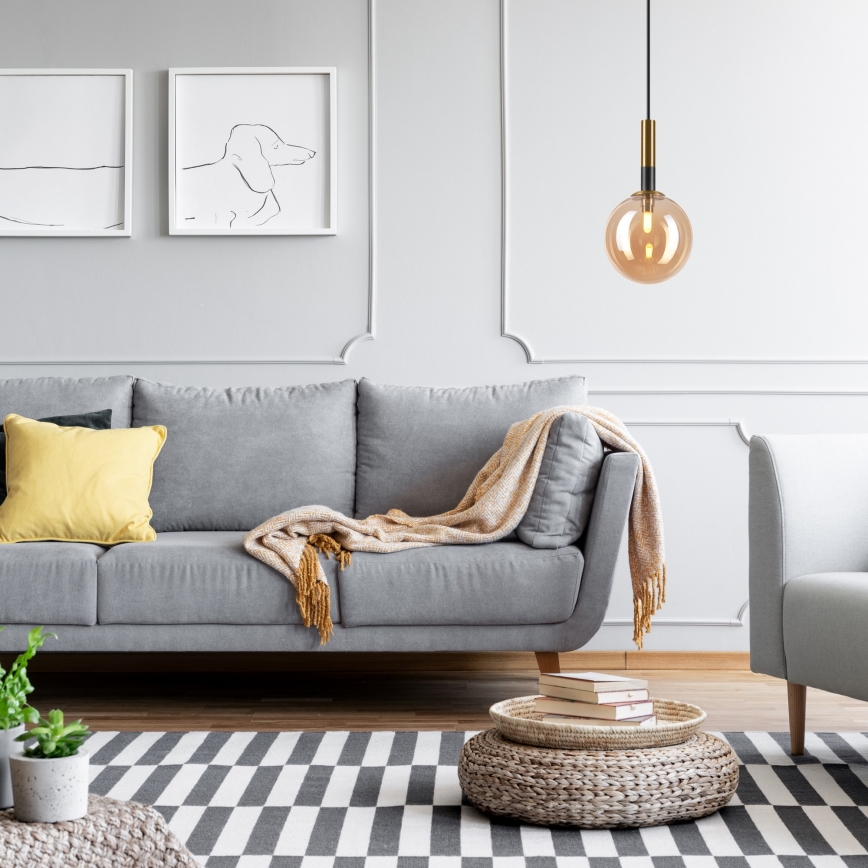 Hanglamp aan een koord ROLLO 1xG9/5W/230V goud/gerookt beige