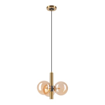 Hanglamp aan een koord ROLLO 3xG9/5W/230V goud/gerookt beige