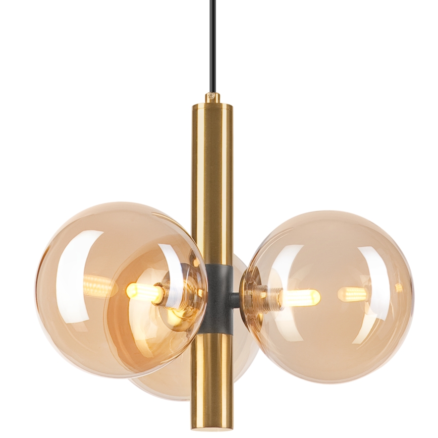 Hanglamp aan een koord ROLLO 3xG9/5W/230V goud/gerookt beige