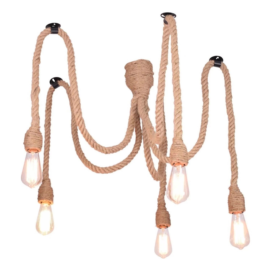 Hanglamp aan een koord ROPE CASA 5xE27/12W/230V spin