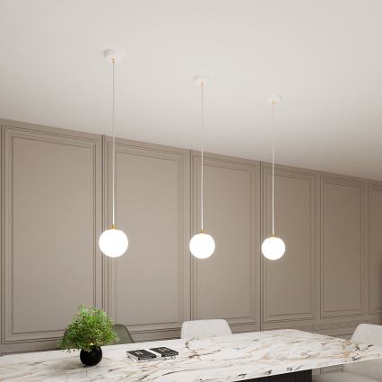 Hanglamp aan een koord ROYAL 1xE14/10W/230V diameter 14 cm wit