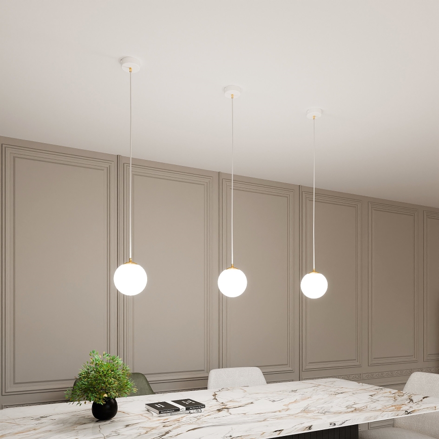 Hanglamp aan een koord ROYAL 1xE14/10W/230V diameter 14 cm wit