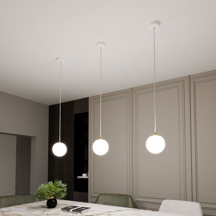 Hanglamp aan een koord ROYAL 1xE14/10W/230V diameter 14 cm wit