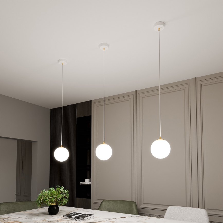 Hanglamp aan een koord ROYAL 1xE14/10W/230V diameter 14 cm wit