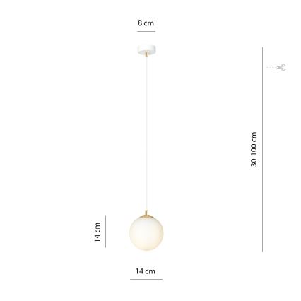 Hanglamp aan een koord ROYAL 1xE14/10W/230V diameter 14 cm wit
