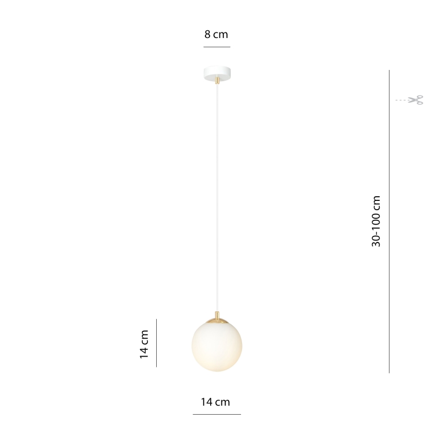 Hanglamp aan een koord ROYAL 1xE14/10W/230V diameter 14 cm wit
