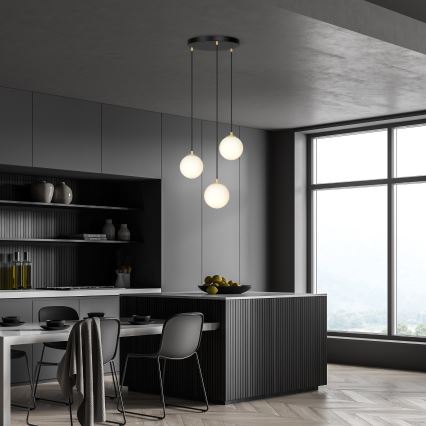 Hanglamp aan een koord ROYAL 3xE14/10W/230V diameter 30 cm zwart