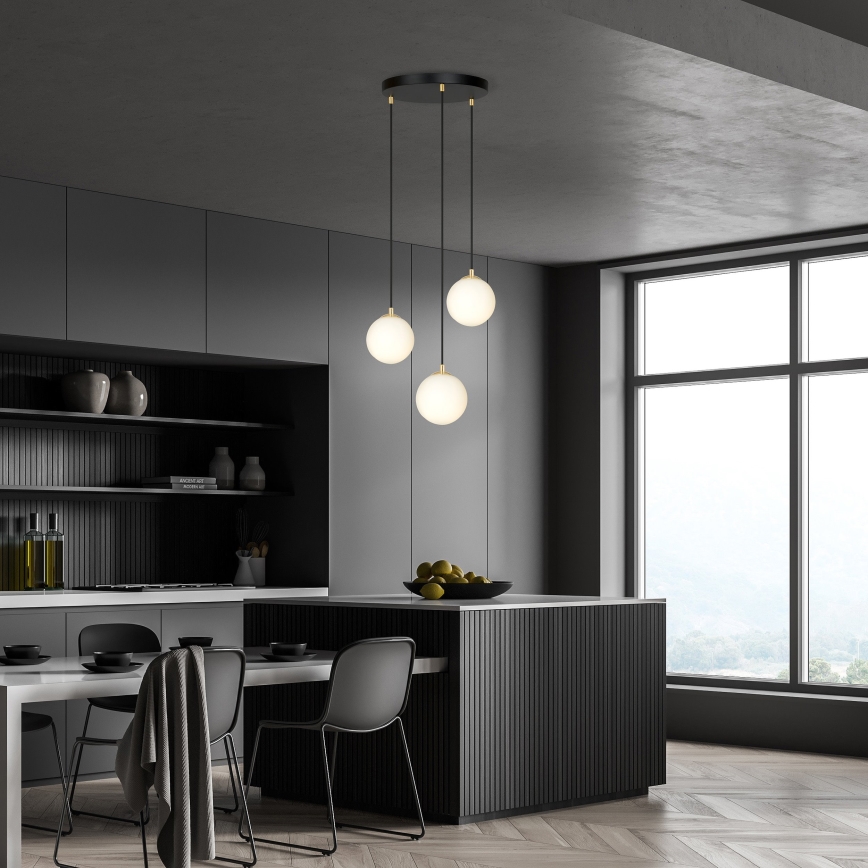 Hanglamp aan een koord ROYAL 3xE14/10W/230V diameter 30 cm zwart