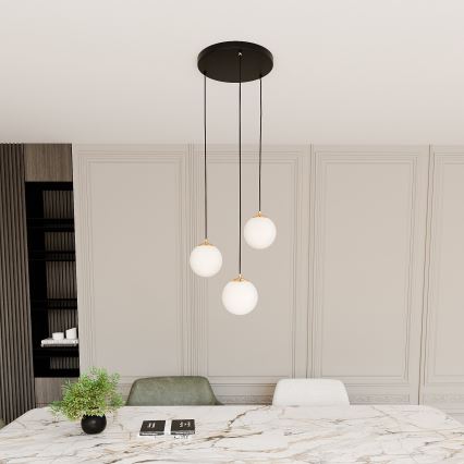 Hanglamp aan een koord ROYAL 3xE14/10W/230V diameter 30 cm zwart