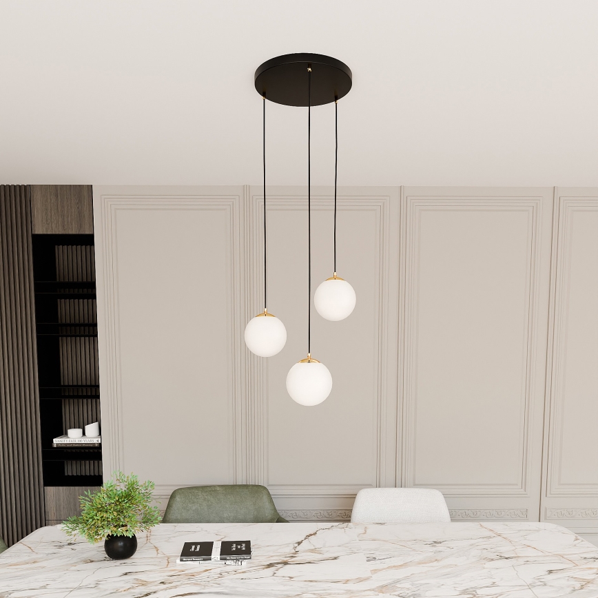 Hanglamp aan een koord ROYAL 3xE14/10W/230V diameter 30 cm zwart