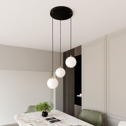 Hanglamp aan een koord ROYAL 3xE14/10W/230V diameter 30 cm zwart